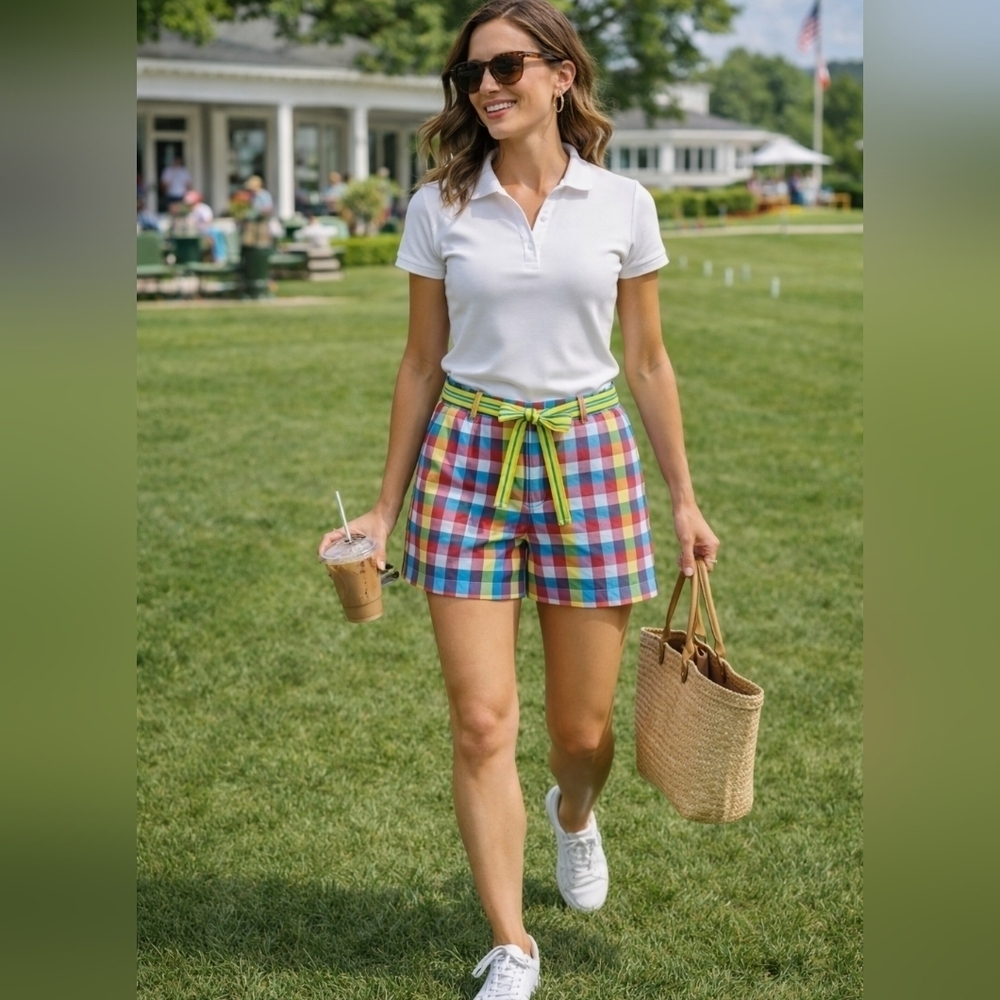 🎀 EUC Slazenger Multicolor Plaid Shorts w/ Belt – Size 2